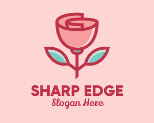 Origami Paper Rose Flower  logo design