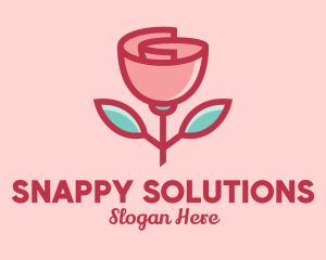 Origami Paper Rose Flower  logo design