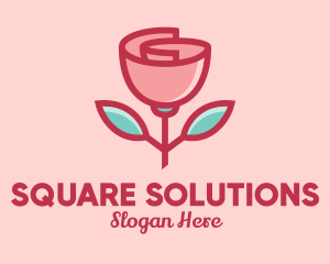 Origami Paper Rose Flower  logo design