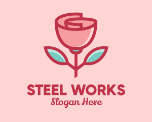 Origami Paper Rose Flower  logo design