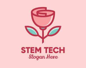 Stem - Origami Paper Rose Flower logo design