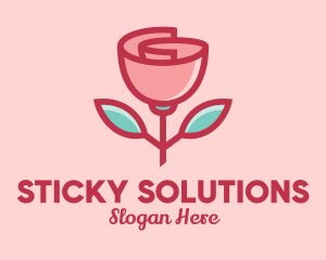 Origami Paper Rose Flower  logo design