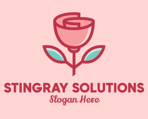 Origami Paper Rose Flower  logo design