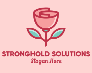 Origami Paper Rose Flower  logo design