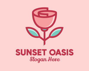 Origami Paper Rose Flower  logo design