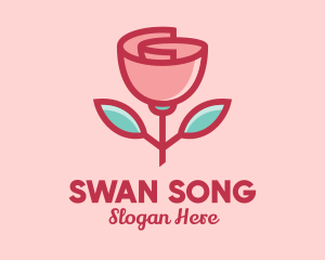 Origami Paper Rose Flower  logo design