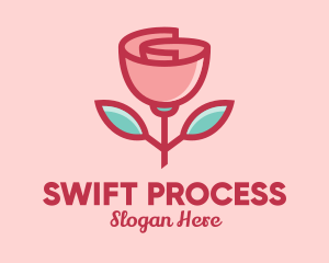 Origami Paper Rose Flower  logo design