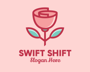 Origami Paper Rose Flower  logo design