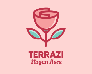 Origami Paper Rose Flower  logo design