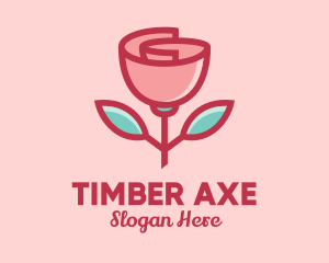 Origami Paper Rose Flower  logo design