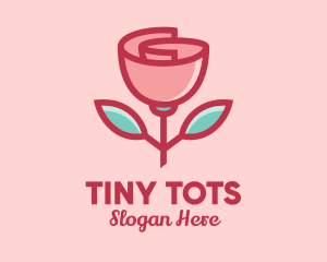 Origami Paper Rose Flower  logo design