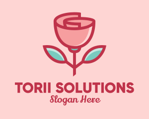 Origami Paper Rose Flower  logo design