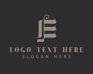 Distillery - Gothic Calligraphy Letter E logo design