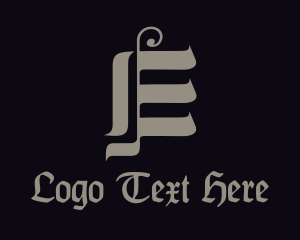 Tattoo Studio - Gothic Calligraphy Letter E logo design