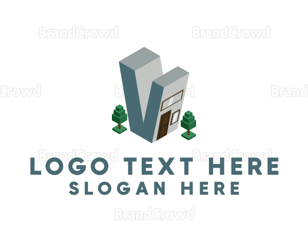 Modern Building Letter V Logo