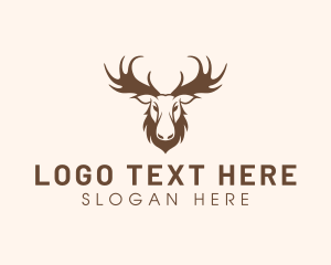 Moose Head - Buck Caribou Antler logo design