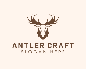 Buck Caribou Antler logo design