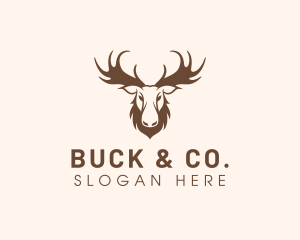 Buck Caribou Antler logo design