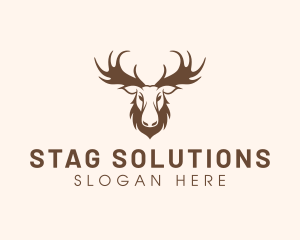 Buck Caribou Antler logo design