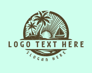 Tourist - Island Sunset Sailboat logo design