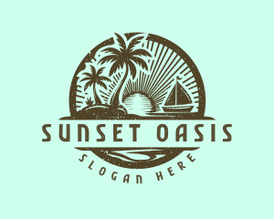 Island Sunset Sailboat logo design