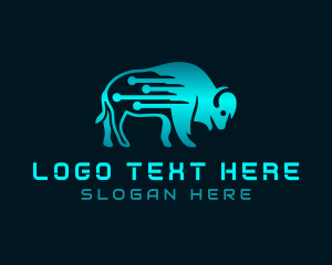 Bull - Digital Bison Technology logo design