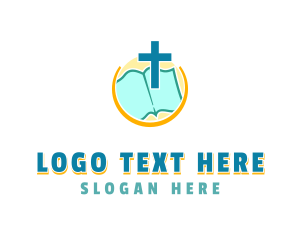 Bible Study - Religion Bible Crucifix logo design