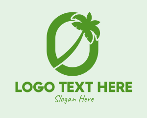 Beach Front - Palm Tree Letter O logo design