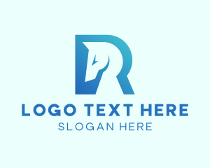 Blue - Modern Horse Startup Letter R logo design