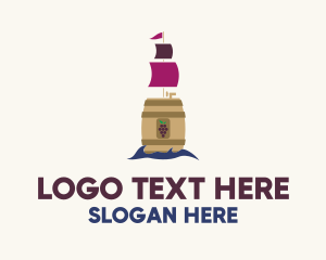 Nautical - Barrel Wine Ship logo design