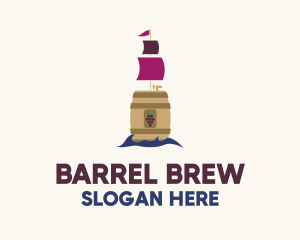 Keg - Barrel Wine Ship logo design