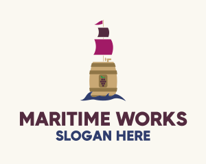 Barrel Wine Ship logo design