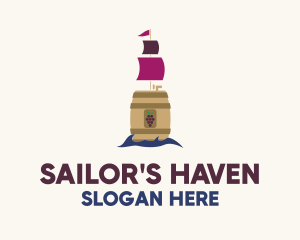 Barrel Wine Ship logo design