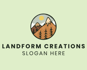 Landform - Forest Mountain Peak logo design