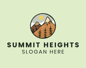 Climbing - Forest Mountain Peak logo design