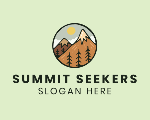 Mountaineering - Forest Mountain Peak logo design
