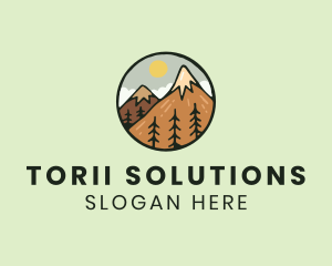 Forest Mountain Peak logo design