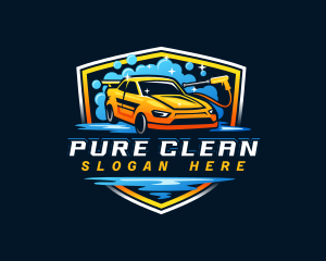 Car Wash Cleaning Shield logo design