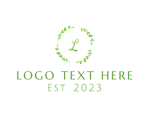 Tea Shop - Leaf Herb Wreath logo design