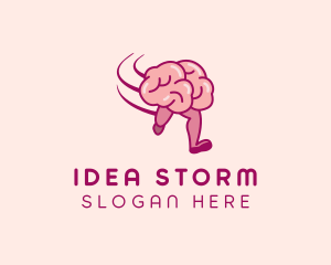 Running Brain Genius logo design