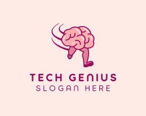 Running Brain Genius logo design