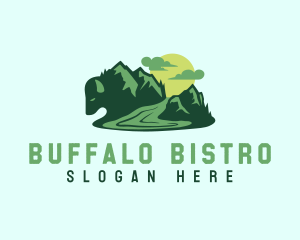 Mountain Nature Buffalo  logo design