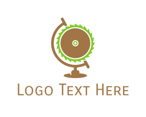 Cut - Industrial Wood Saw Globe logo design