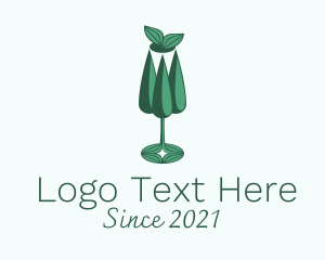 Green - Vineyard Wine Glass logo design