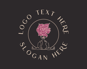 Scribble - Flower Head Meditate logo design