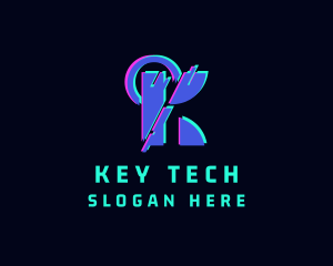 Cyber Glitch Letter K logo design