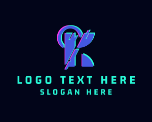 Cyber - Cyber Glitch Letter K logo design