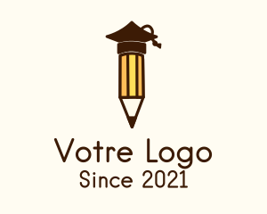 Writing - Graduation Cap Pencil logo design