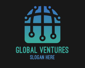 World - International Tech World Globe logo design