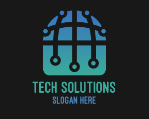 Technological - International Tech World Globe logo design